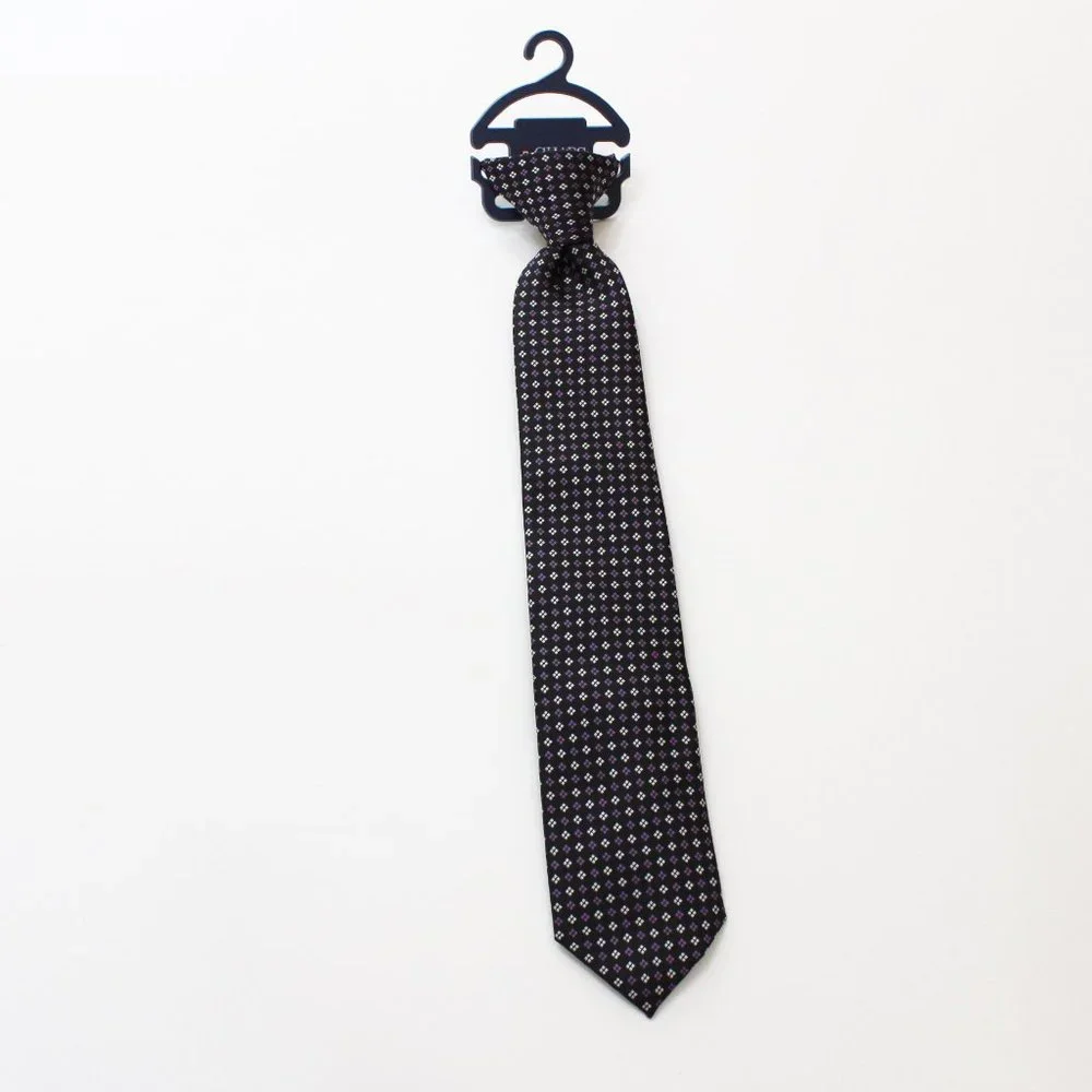 Chaps Boy's Suit Neck Tie Black Purple Gray Clip On